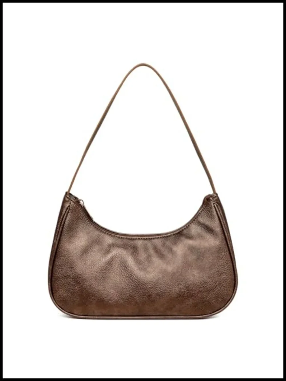 Vegan Leather Hobo Sling Tote Handbag with Zipper Closure
